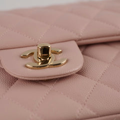 Chanel Small Classic Double Flap Rose Clair Caviar