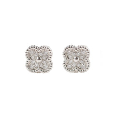 Van Cleef & Arpels Sweet Alhambra White Gold Diamond Earrings