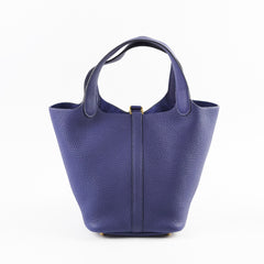 Hermes Picotin 18 Clemence Blue Encre Stamp Z