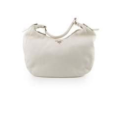 Prada Leather Shoulder Hobo Bag White