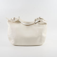 Prada Leather Shoulder Hobo Bag White