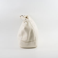 Prada Leather Shoulder Hobo Bag White