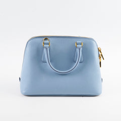Prada Saffiano Vernice Small Promenade Satchel Bag Blue