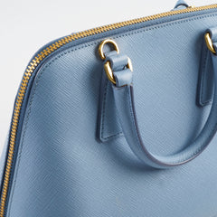Prada Saffiano Vernice Small Promenade Satchel Bag Blue