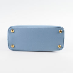 Prada Saffiano Vernice Small Promenade Satchel Bag Blue