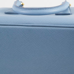 Prada Saffiano Vernice Small Promenade Satchel Bag Blue
