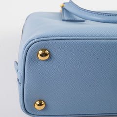 Prada Saffiano Vernice Small Promenade Satchel Bag Blue
