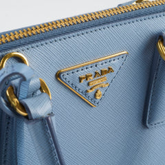 Prada Saffiano Vernice Small Promenade Satchel Bag Blue