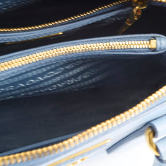 Prada Saffiano Vernice Small Promenade Satchel Bag Blue