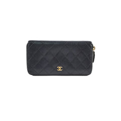Chanel Caviar Zip Around Wallet Black Series 19