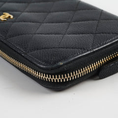Chanel Caviar Zip Around Wallet Black Series 19