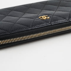 Chanel Caviar Zip Around Wallet Black Series 19