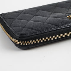 Chanel Caviar Zip Around Wallet Black Series 19