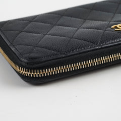 Chanel Caviar Zip Around Wallet Black Series 19
