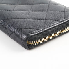 Chanel Caviar Zip Around Wallet Black Series 19