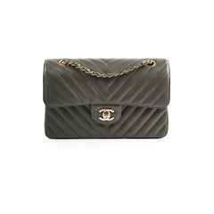 Chanel 20B Caviar Chevron Small Classic Flap Grey Series 30