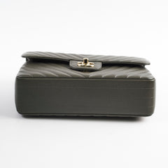 Chanel 20B Caviar Chevron Small Classic Flap Grey Series 30