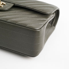 Chanel 20B Caviar Chevron Small Classic Flap Grey Series 30
