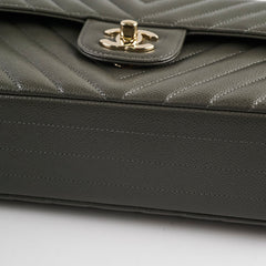 Chanel 20B Caviar Chevron Small Classic Flap Grey Series 30