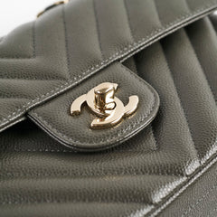 Chanel 20B Caviar Chevron Small Classic Flap Grey Series 30