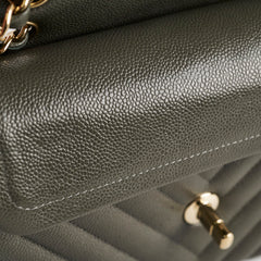 Chanel 20B Caviar Chevron Small Classic Flap Grey Series 30