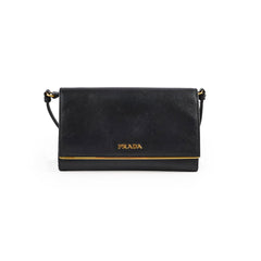Prada Saffiano Wallet on Chain Black