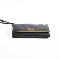 Prada Saffiano Wallet on Chain Black