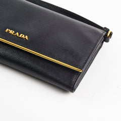 Prada Saffiano Wallet on Chain Black
