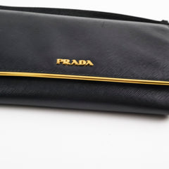Prada Saffiano Wallet on Chain Black