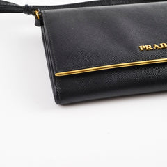 Prada Saffiano Wallet on Chain Black