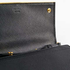 Prada Saffiano Wallet on Chain Black
