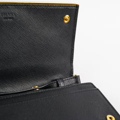 Prada Saffiano Wallet on Chain Black