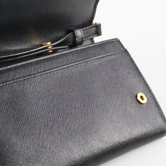 Prada Saffiano Wallet on Chain Black