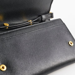 Prada Saffiano Wallet on Chain Black