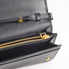 Prada Saffiano Wallet on Chain Black