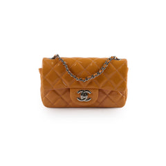 Chanel Extra Mini Patent Leather Orange Pink Lining