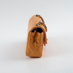 Chanel Extra Mini Patent Leather Orange Pink Lining