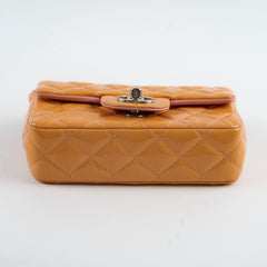 Chanel Extra Mini Patent Leather Orange Pink Lining
