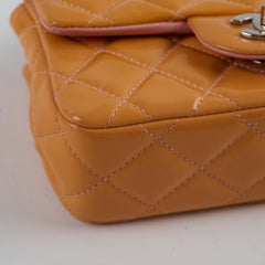 Chanel Extra Mini Patent Leather Orange Pink Lining