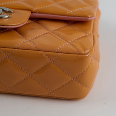 Chanel Extra Mini Patent Leather Orange Pink Lining