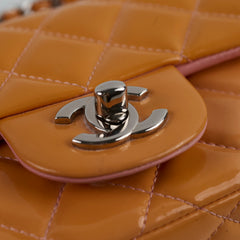 Chanel Extra Mini Patent Leather Orange Pink Lining