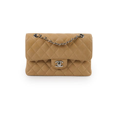 Chanel Small Caviar Double Classic Flap Beige Clair