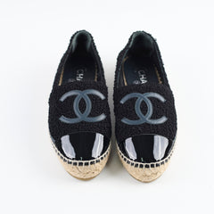 Chanel Espadrilles Patent/Tweed Black Size 36