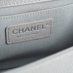 Chanel Old Medium Chevron Boy Bag Grey Caviar