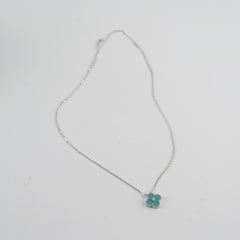 Van Cleef Arpels Vintage Alhambra Tiffany Blue Porcelain Diamond Necklace Holiday Pendant 2022