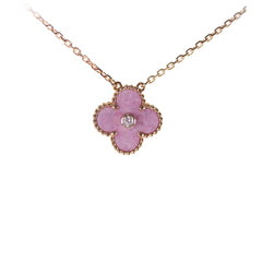 Van Cleef & Arpels Vintage Alhambra Rhodonite Diamond Necklace Holiday Limited Edition 2021