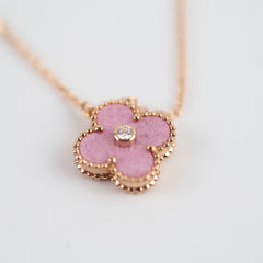 Van Cleef & Arpels Vintage Alhambra Rhodonite Diamond Necklace Holiday Limited Edition 2021