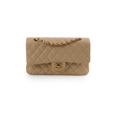 Chanel Caviar Medium M/L Classic Double Flap Beige Clair Series 14