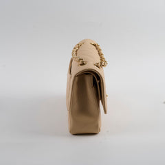 Chanel Caviar Medium M/L Classic Double Flap Beige Clair Series 14