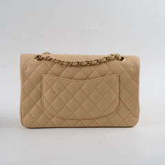Chanel Caviar Medium M/L Classic Double Flap Beige Clair Series 14